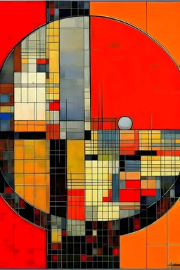 Orange moon technology painted by Piet Mondrian