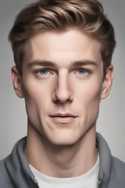 create a portrait image of an attractive white male around the age of 19 from the shoulders up