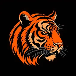 create logo of tiger side Angle with dark orange color