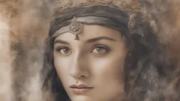 A beautiful Arab woman from ancient Arab Islamic history with a distinctive character