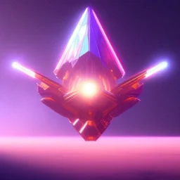 a crystalised blue pink spaceship, gold, diamonds, lightbeams, cosmic background, atmospheric, realistic, unreal engine, 8k. Cinematic lighting, octane render.