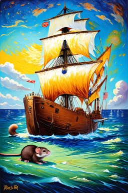 Rats off the sinking ship; a lowbrow mashup of Van Gogh and Da Vinci