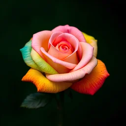 Create multicoloured rose and dark green background