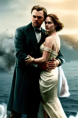 Leonardo dicaprio in titanic and Kate winslate in titanic, big ship Titanic movie poster