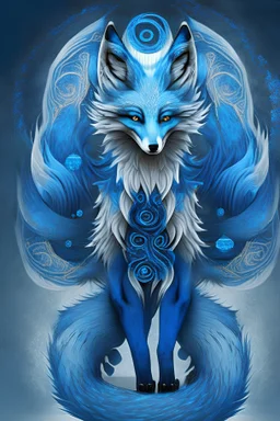 Blue spirit fox with 9 tails