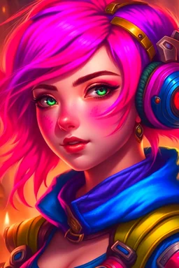 Portrait of Vi, from League of Legends videogame