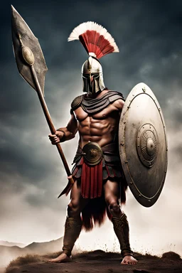 Spartan warrior with spear and shield
