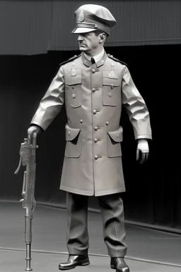 1920 policeman exosquelette, rain transparent coat