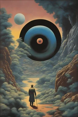Edward Emshwiller, Sydney Sime full colours, Surreal, mysterious, strange, fantastical, fantasy, Sci-fi, Japanese anime, the great adventure of eyeballs and brains, the era of naturalists, detailed masterpiece