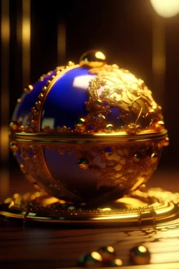 a purple and gold ball with jewels on it, a 3D render by Victor Nizovtsev, behance contest winner, new sculpture, rendered in cinema4d, rendered in maya, vray tracing