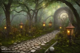 wooded stone lantern path forest