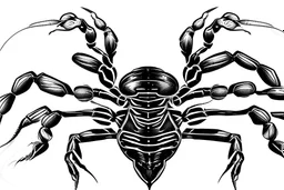 Detailed, inking illustration, realistic, symmetrical, poisonous scorpion.