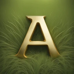 the letter A, 3d letter design, made of shiny gold metallic finish, kept on natural grass, highly realistic