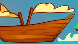 Small wooden ship, drawn in the style of Legend Of Zelda: Wind Waker, on a vast ocean, stylized, colorful, adventurous, no ships nor islands.