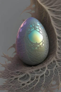 hyper detailed subtractive iridescent egg fractal design