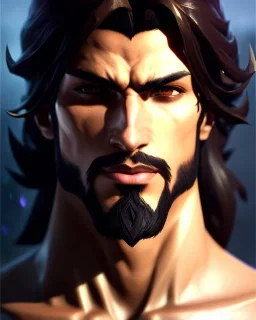 Akshan from League of Legends, Male, full-scale head and shoulders portrait, 8k resolution concept art portrait by Greg Rutkowski, Artgerm, WLOP, Alphonse Mucha dynamic lighting hyperdetailed intricately detailed Splash art trending on Artstation triadic colors Unreal Engine 5 volumetric lighting Splash art fantasy