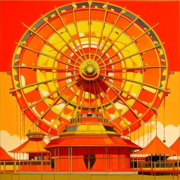 An orange colored oily carnival painted by Frank Lloyd Wright