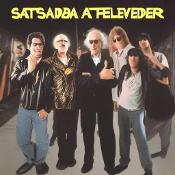 Saturday Night Fever Dream thrash metal album cover featuring Larry David