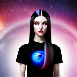 black long hair lady top with black eyes under the Stars