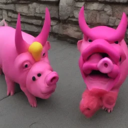 demon pig fire hell pink normal cartoon horns four legs one