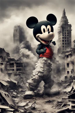 MICKEY MOUSE AS GODZILLA DESTROYING BUILDINGS IN SOUTH AFFRICA