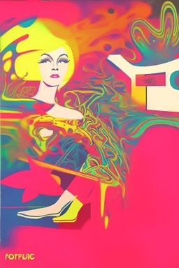 copertina album musicale anni 60 di band stile trip acidi fluo