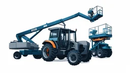 a generic Boom-lift, tractor and scissor-lift on a white background. Smooth vector