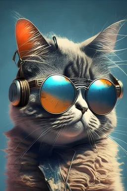 music lover cat wearing sunglasses