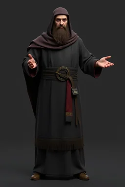 russian monk ,3d model, t-pose, full length