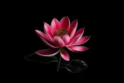 Draw a pink waterlily in black background