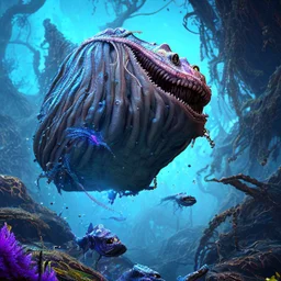 fluid ink angler fish creature, unreal engine 5, 8k resolution, photorealistic, ultra detailed