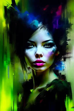 Portrait of A beautiful woman by Jeremy Mann and Russ Mills, 8k resolution concept art triadic colors intricately detailed trending on Artstation