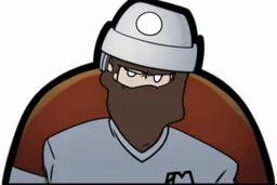 Calvin and Hobbs cartoon of an angry pouting with head down wearing a hockey helmet, line art cartoon