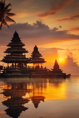 Tanah lot Bali at golden hour in sunset