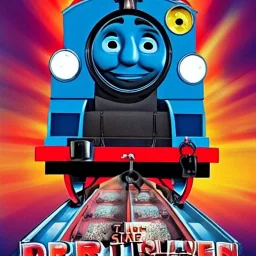 Larry David as Thomas the Tank Engine in a Saturday Night Fever dream movie poster