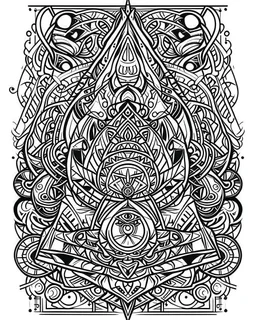 symetrical ace card tattoo, coloring book page, clean line art, adults drawing book, Black and white only, crisp black lines, sharp lines, coloring page for adults, black and white picture, lots of details, tattoo style,tattoo ideas, full body, without shadows and colors