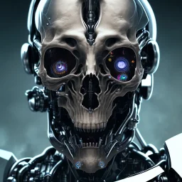 man head , high detail , face is cyborg , black background