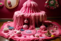 A pink fairy realm designed in Navajo yarn