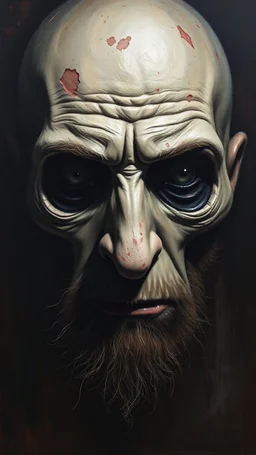 Bosch painting style , a face of a killer