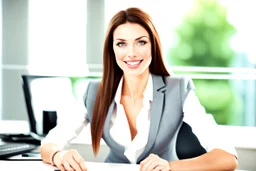 beautiful professional looking business woman talking to the camera