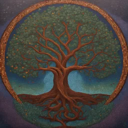 Yggdrasil Colorful Mosaic Painting, Tree of Life