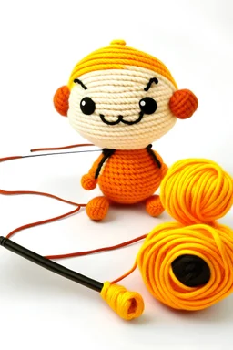 Draw the AmiToys logo. The company makes toys from yarn threads. Use colors: orange, yellow, brown. The background is white.