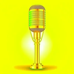 Retro Golden Microphone With Stand Vector Record Stage Live Concert On Air Illustration
