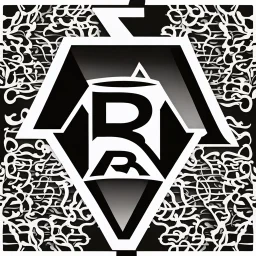 logo with the letter R end N, black and white