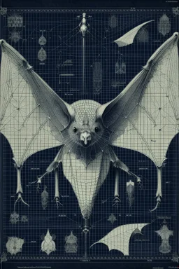 blueprint of a bat , high detail, smooth render, prize winning