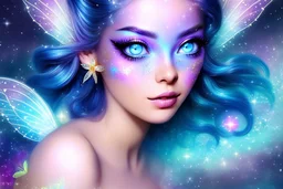 beauty cosmic fairy girl with big blu eyes