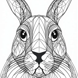 Rabbit, closeup, minimal lines, cartoon, mandala style, white back ground color, real style, realistic, minimalistic, minimal black line art, line art, crisp line art, unique coloring sheet, outlined, outline, crisp, crisp line edges, illustration, thin lines, crisp clear lines, line art, clean line art, unique, 8k, amazing, masterpiece, no colors, no dark color, no black color, avoid thick black, minimalistic line edges, pure white back ground, image character full fit to page,