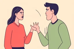 A picture of two people exchanging criticism in a constructive and respectful manner, with a bewilderment behind them