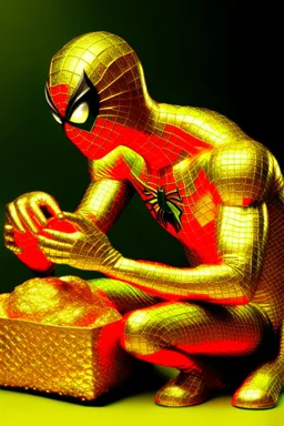 spiderman turning into a gold nugget