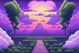 Symmetric Purple SKY WITH CLOUDS BACKGROUND Pixel Art